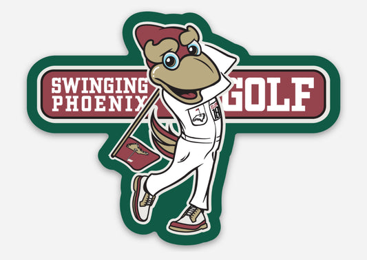 3"x 2.24" Die cut Swinging Phoenix Caddy Sticker