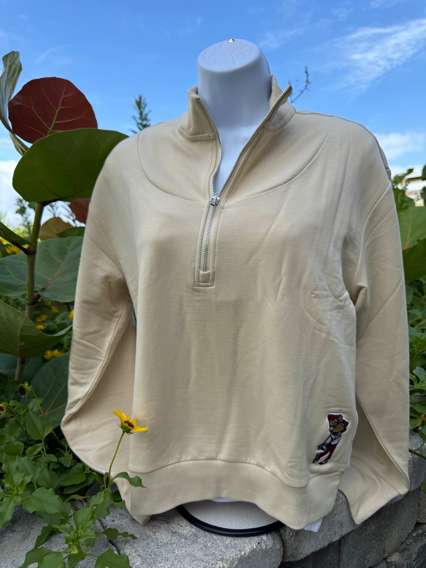 The Naomi Rib Knit 1/4 Zip with Swinging Phoenix Logo by Johnnie-O