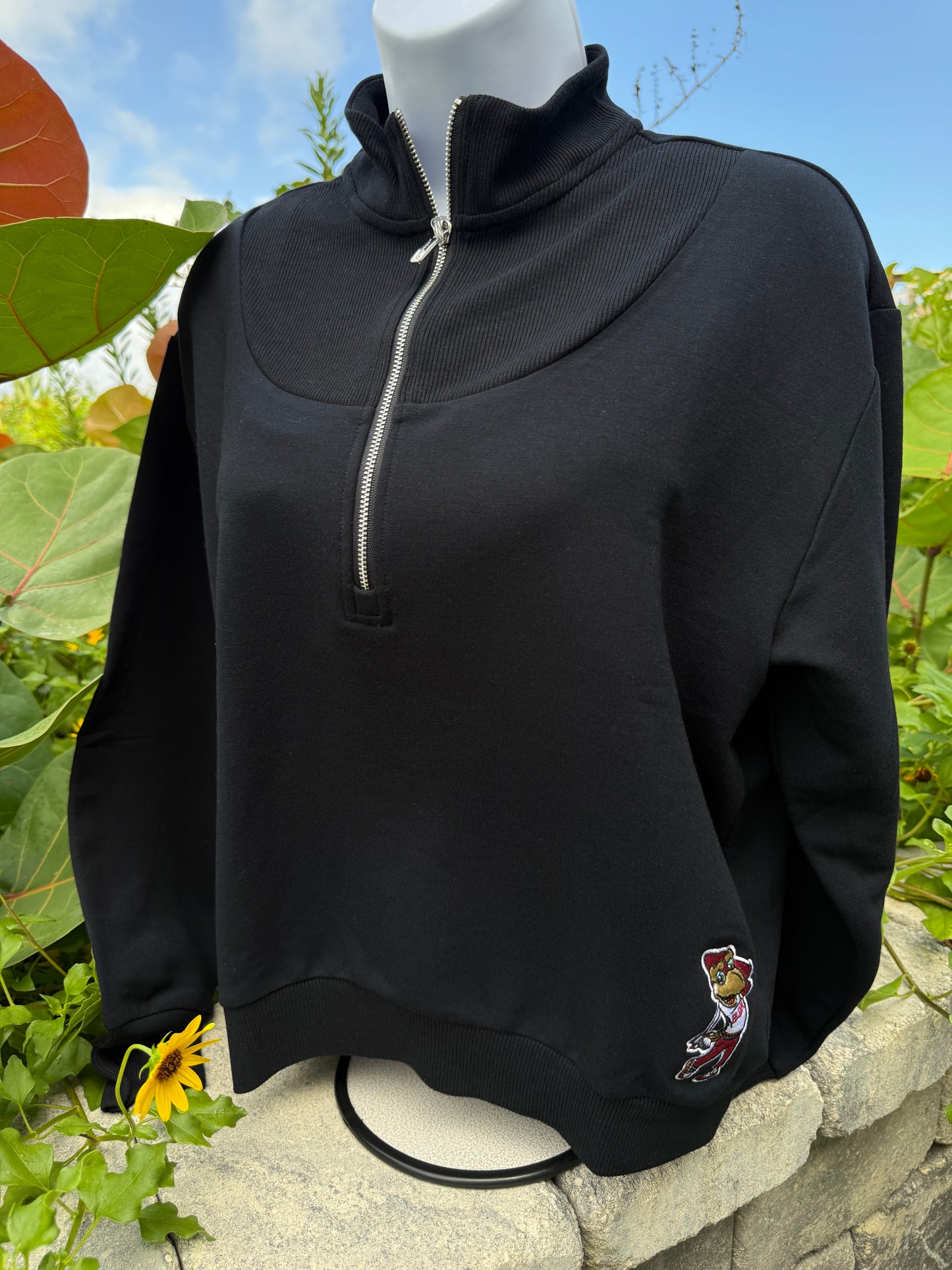 The Naomi Rib Knit 1/4 Zip with Swinging Phoenix Logo by Johnnie-O