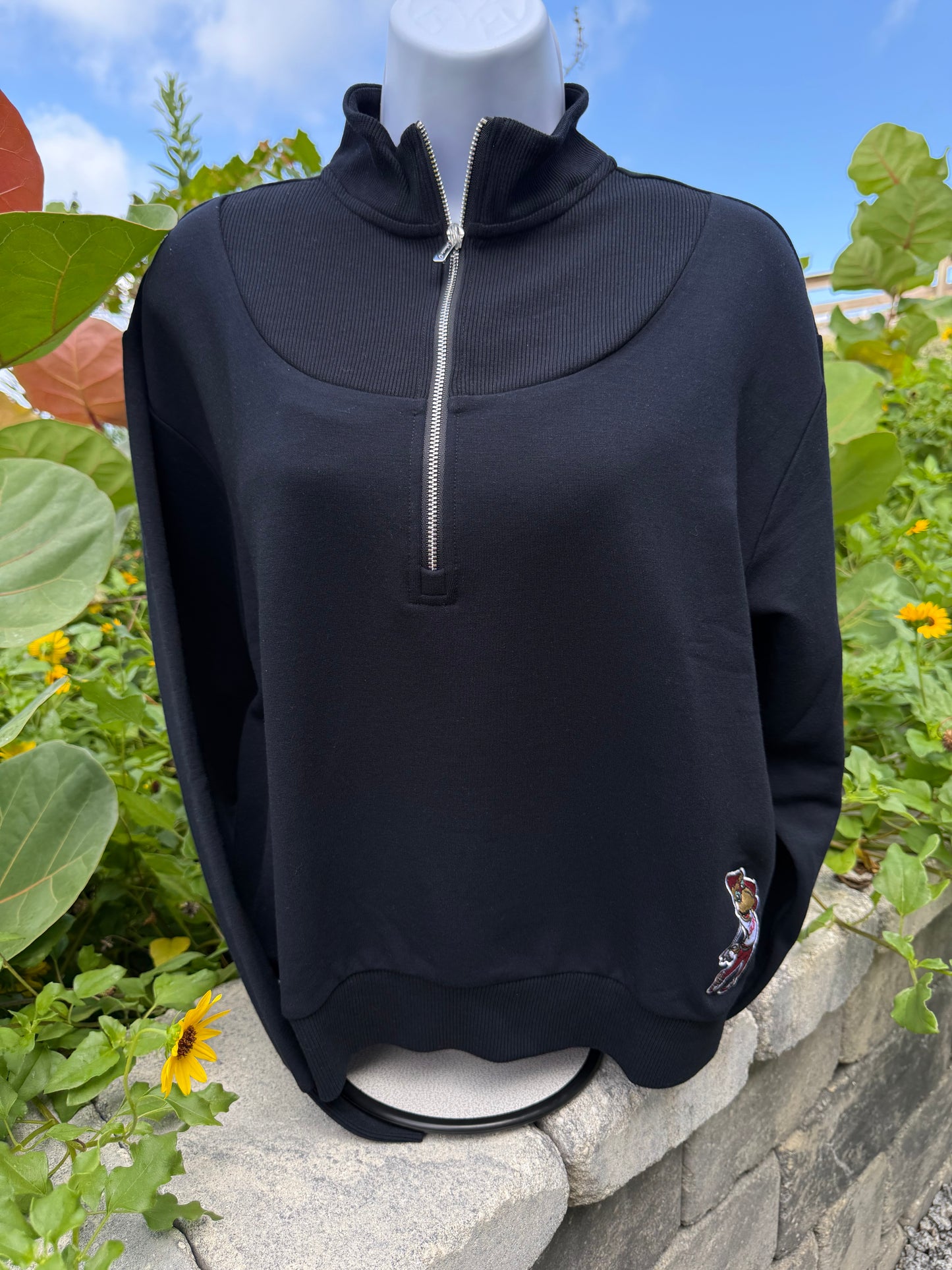 The Naomi Rib Knit 1/4 Zip with Swinging Phoenix Logo by Johnnie-O