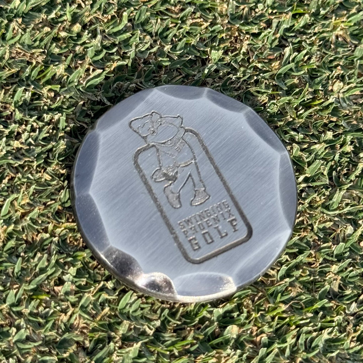 Hand Forged, Laser Etched Swinging Phoenix Ball Marker