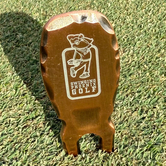 Hand Forged,Laser Etched, Dual Prong, Swinging Phoenix Divot Tool