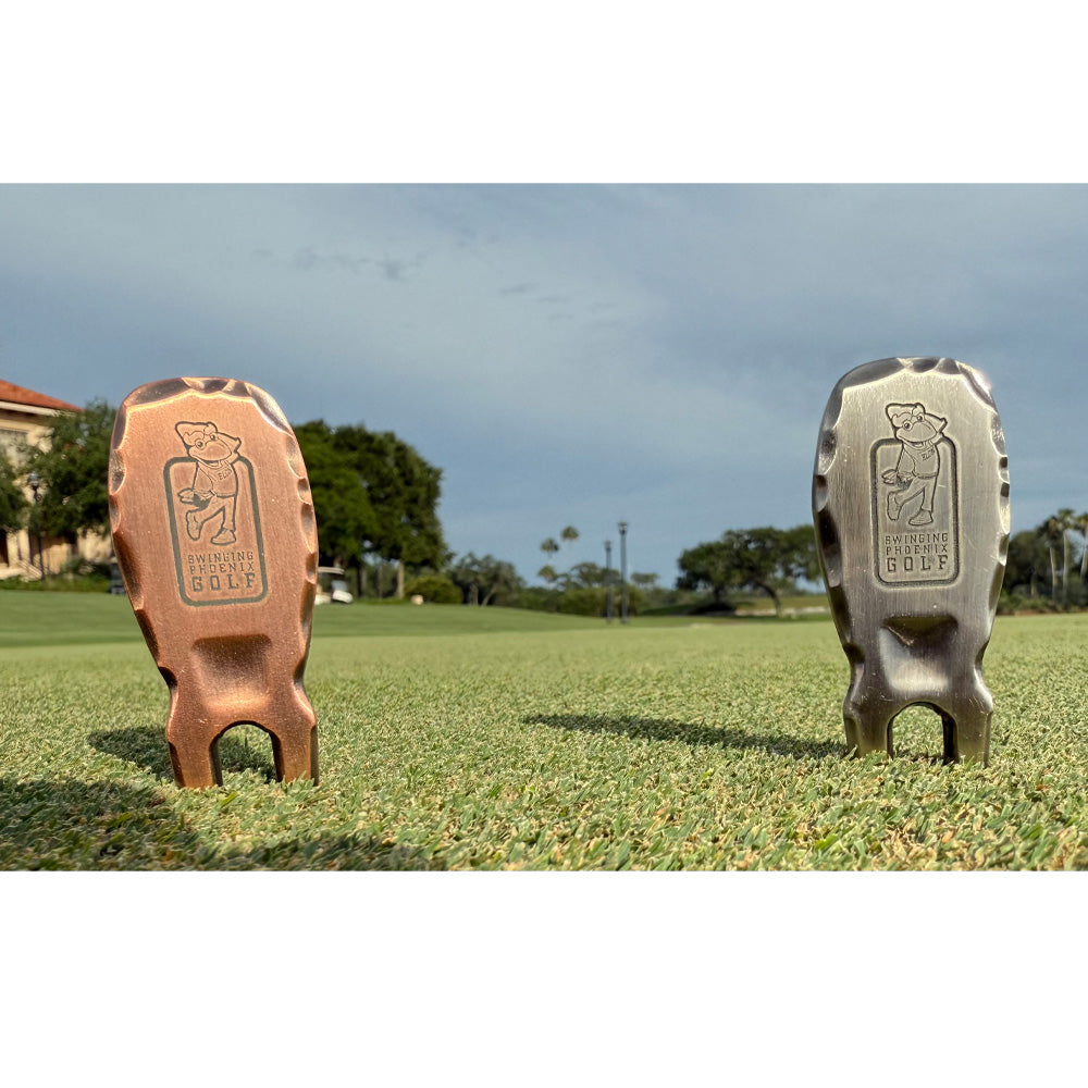 Hand Forged,Laser Etched, Dual Prong, Swinging Phoenix Divot Tool