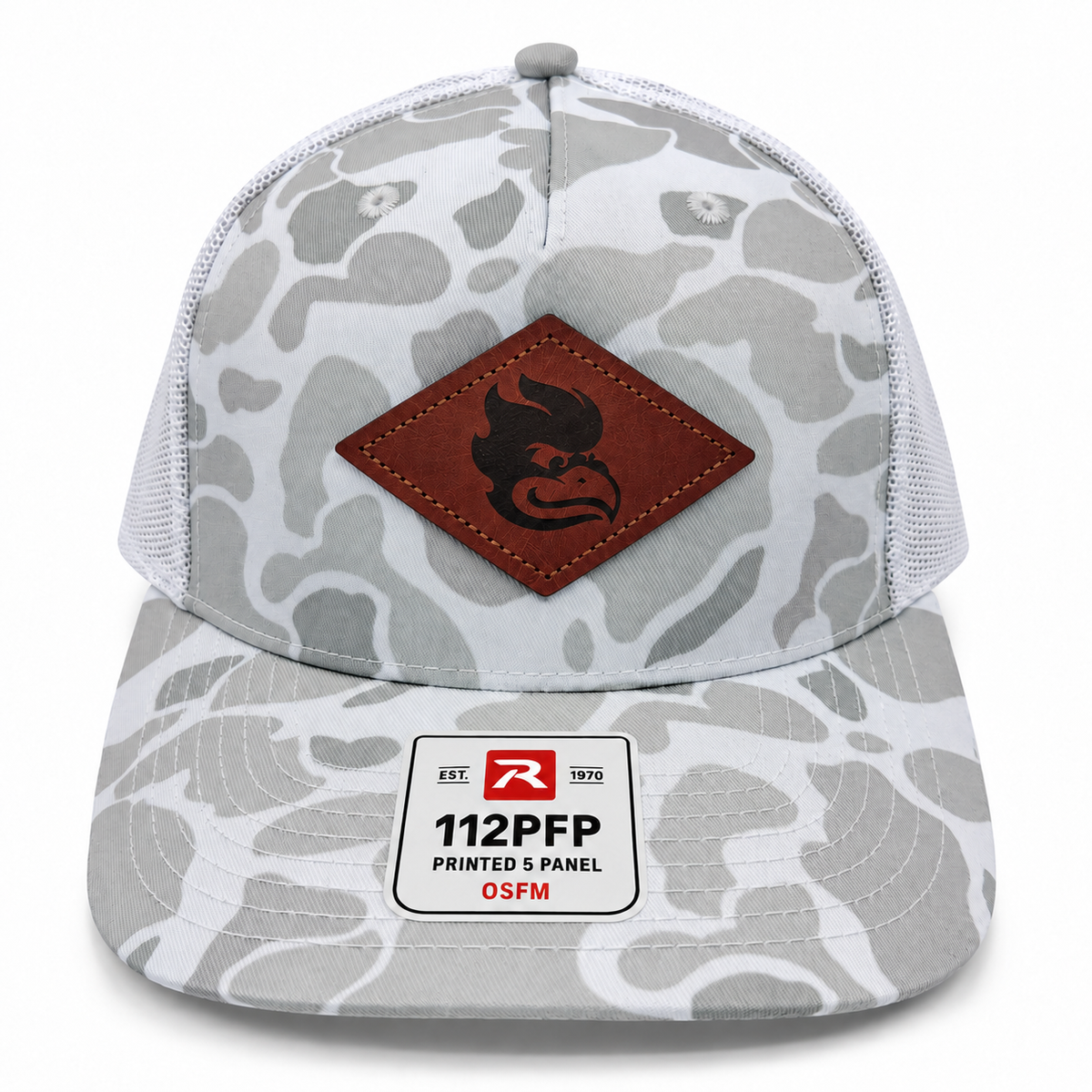 New Swinging Phoenix Camo Hat: Diamond Leather Patch Design