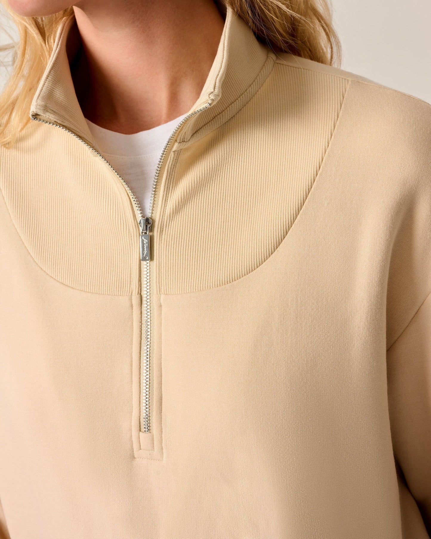 The Naomi Rib Knit with Elon Script Logo 1/4 Zip By Johnnie-O