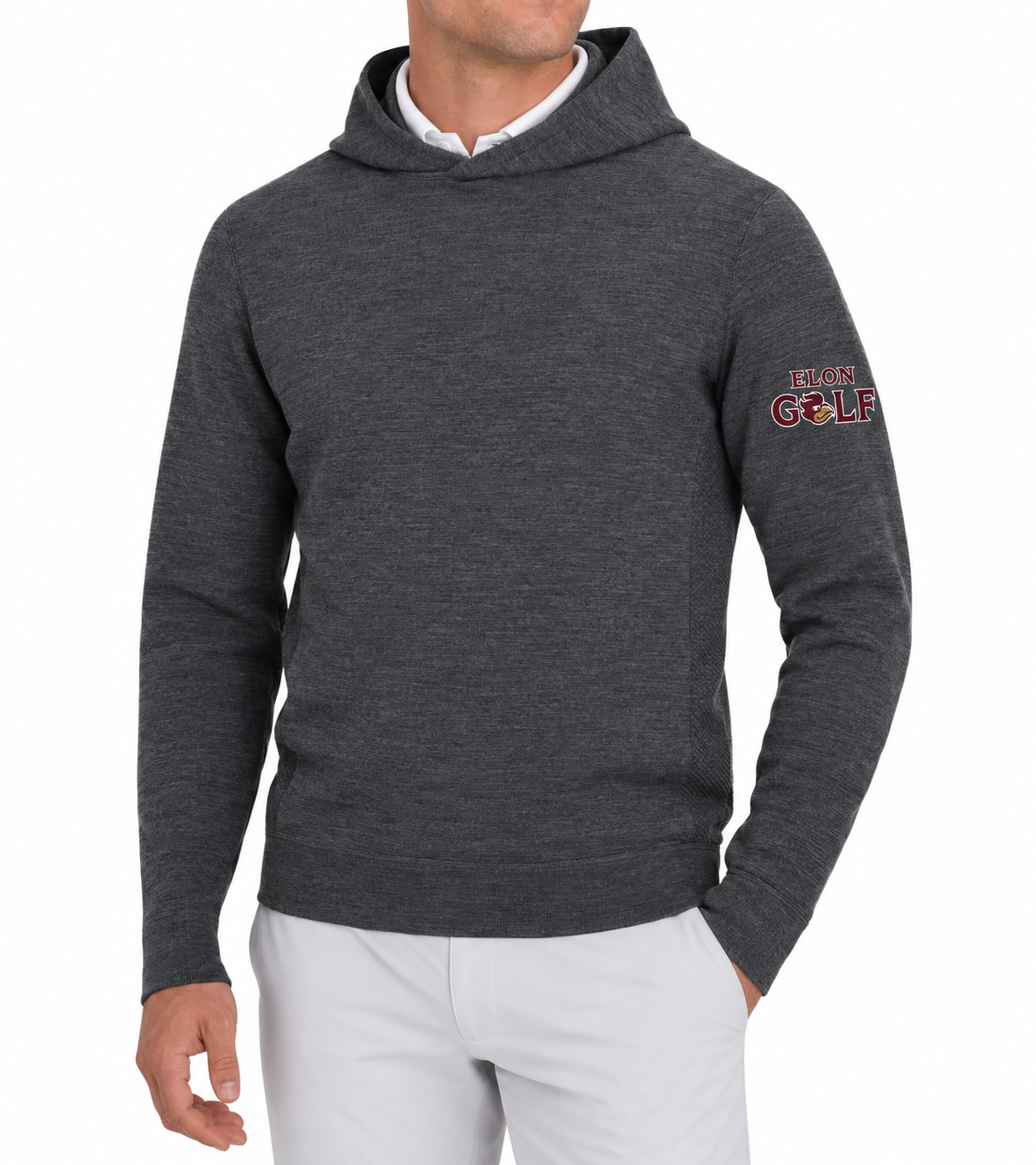 The Elon Golf Fletcher Hoodie Sweater: Heathered Dark Charcoal by H&B