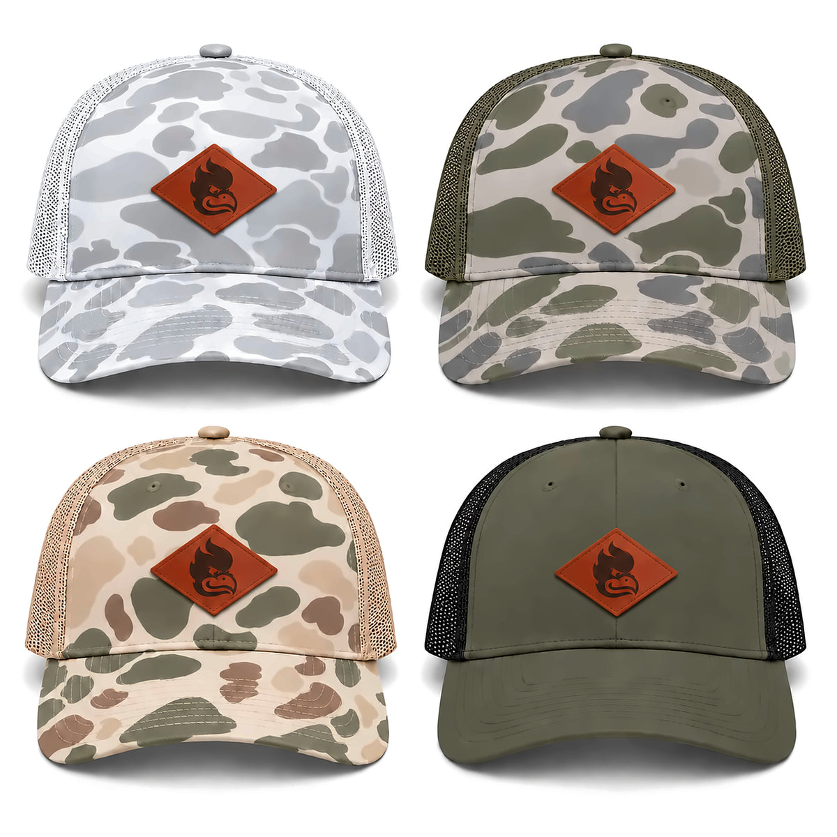 New Swinging Phoenix Camo Hat: Diamond Leather Patch Design