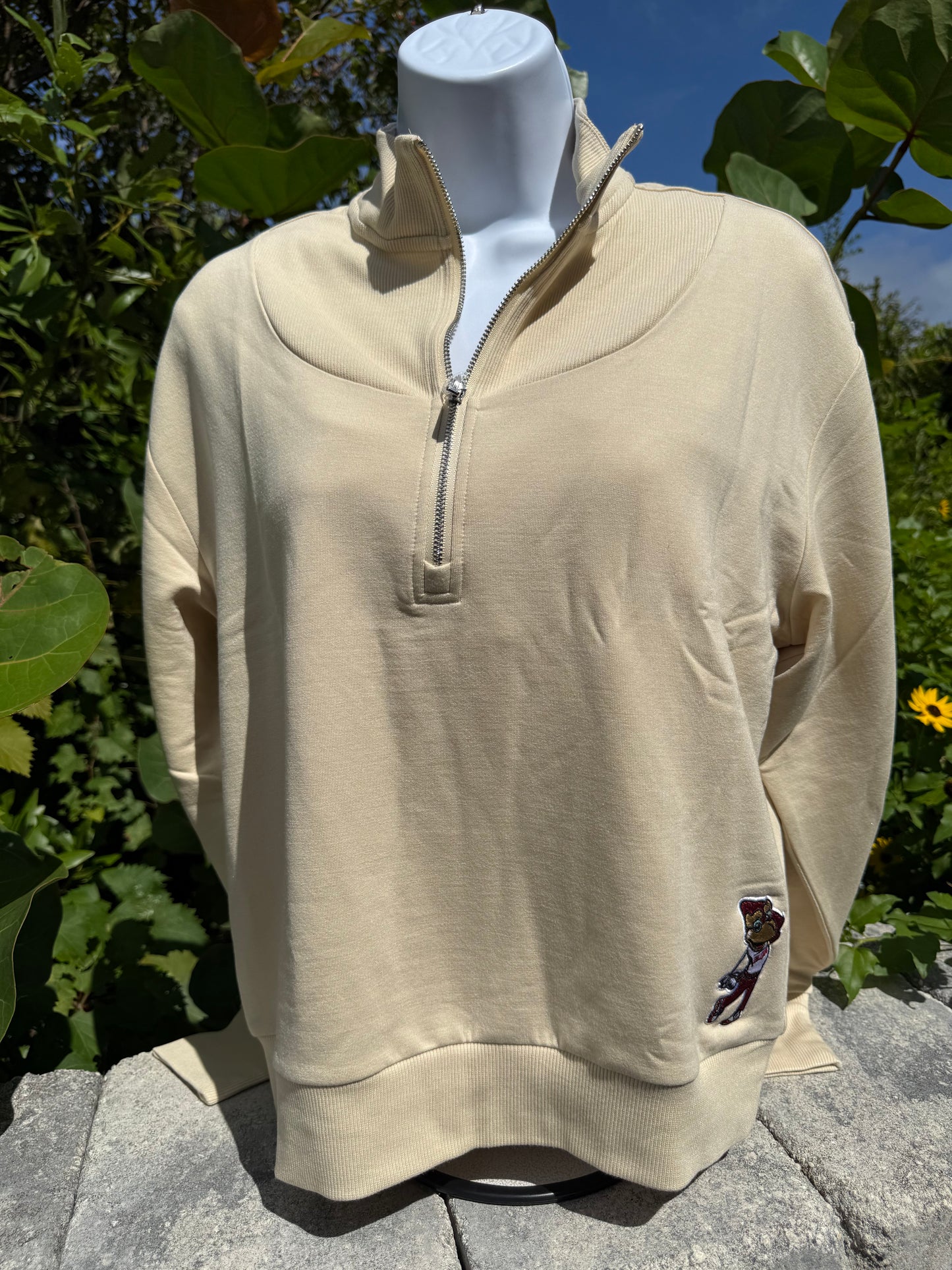 The Naomi Rib Knit 1/4 Zip with Swinging Phoenix Logo by Johnnie-O