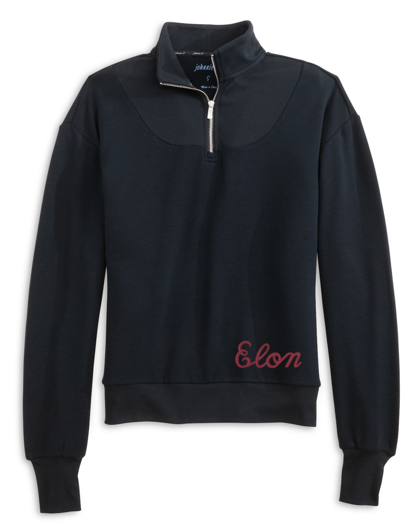 The Naomi Rib Knit with Elon Script Logo 1/4 Zip By Johnnie-O